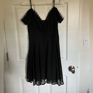 Lulu’s black lace off the shoulder dress
